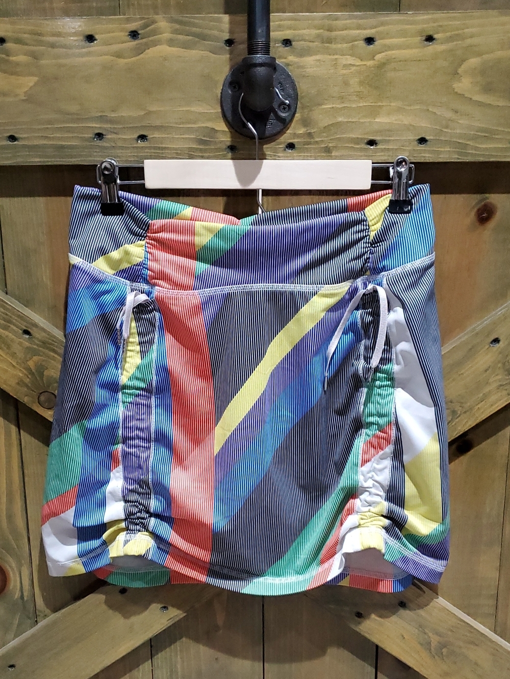 Antigua Multicolor Striped Skirt with Drawstring Details Stretch Skort Fitness